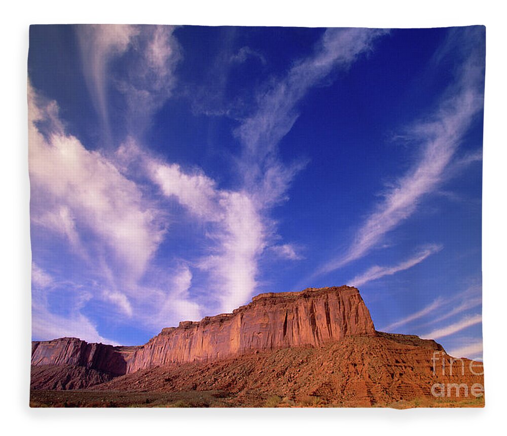 00340878 Fleece Blanket featuring the photograph Clouds Over Monument Valley by Yva Momatiuk and John Eastcott