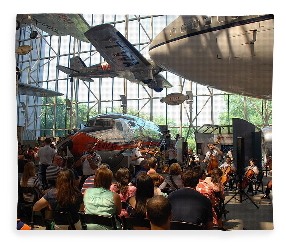 Air And Space Museum Fleece Blanket featuring the photograph Concert Under the Planes by Kenny Glover