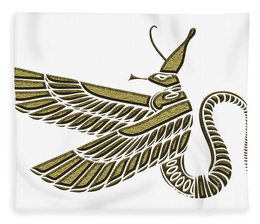 Africa Fleece Blanket featuring the mixed media Dragon - demon of ancient Egypt #1 by Michal Boubin