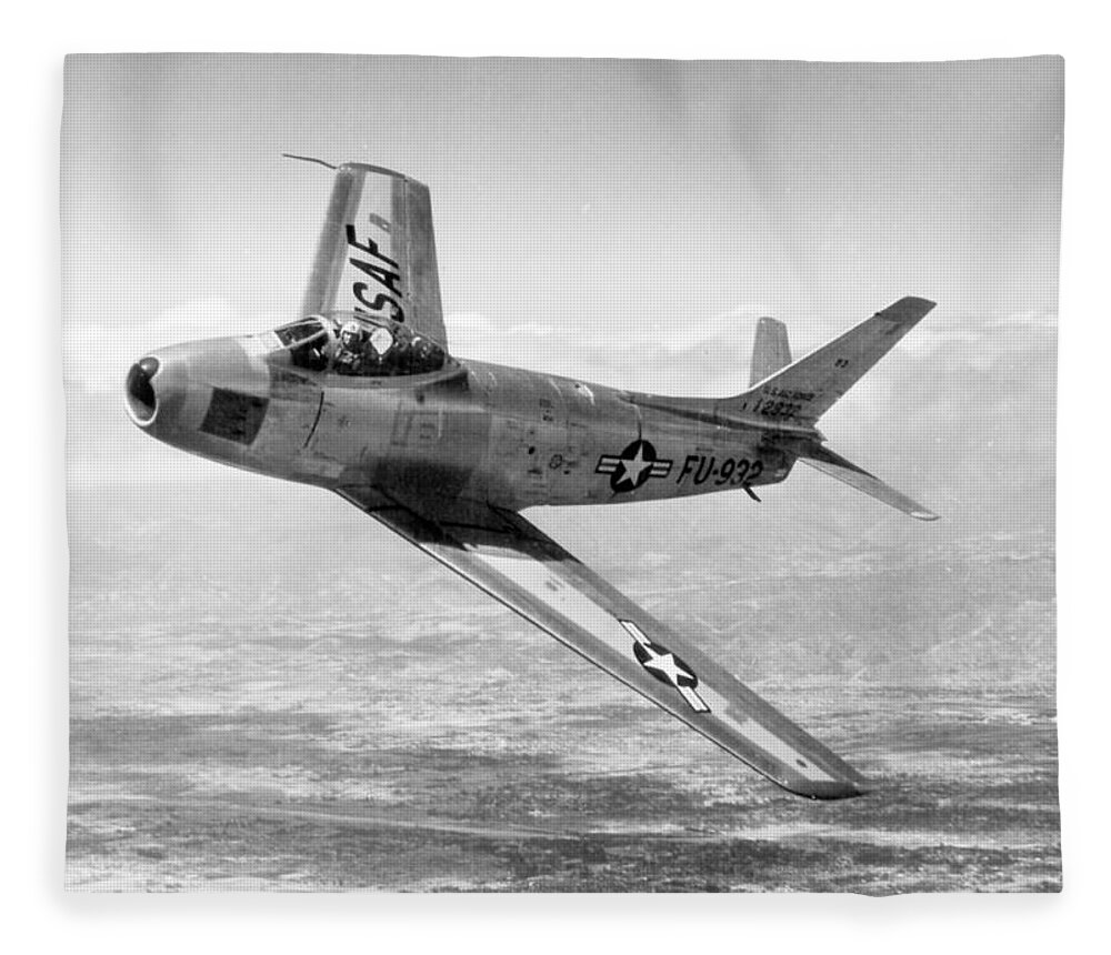 Science Fleece Blanket featuring the photograph F-86 Sabre, First Swept-wing Fighter by Science Source