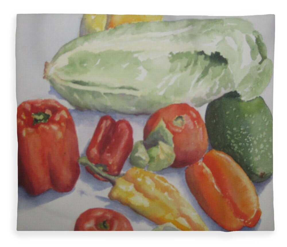 Lettuce Fleece Blanket featuring the painting Fresh from the Garden by Maria Hunt