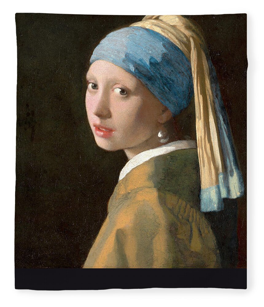 Girl With A Pearl Earring Fleece Blanket featuring the painting Girl with a Pearl Earring by Johannes Vermeer