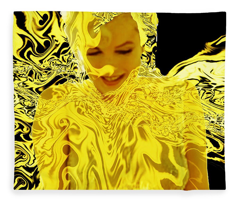 Golden Goddess Fleece Blanket featuring the digital art Golden Goddess by Seth Weaver