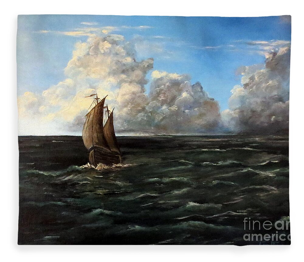 Lee Piper Fleece Blanket featuring the painting Heading for Shore by Lee Piper