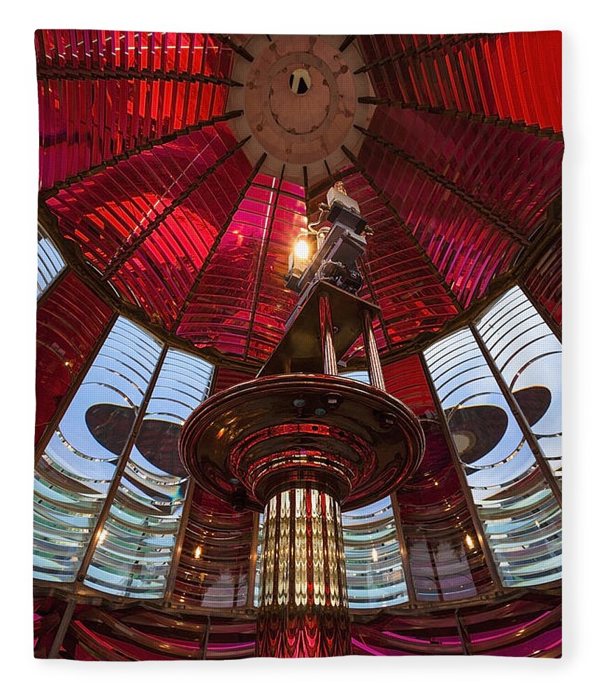 Bright Color Fleece Blanket featuring the photograph Interior Of Fresnel Lens In Umpqua Lighthouse #1 by Bryan Mullennix