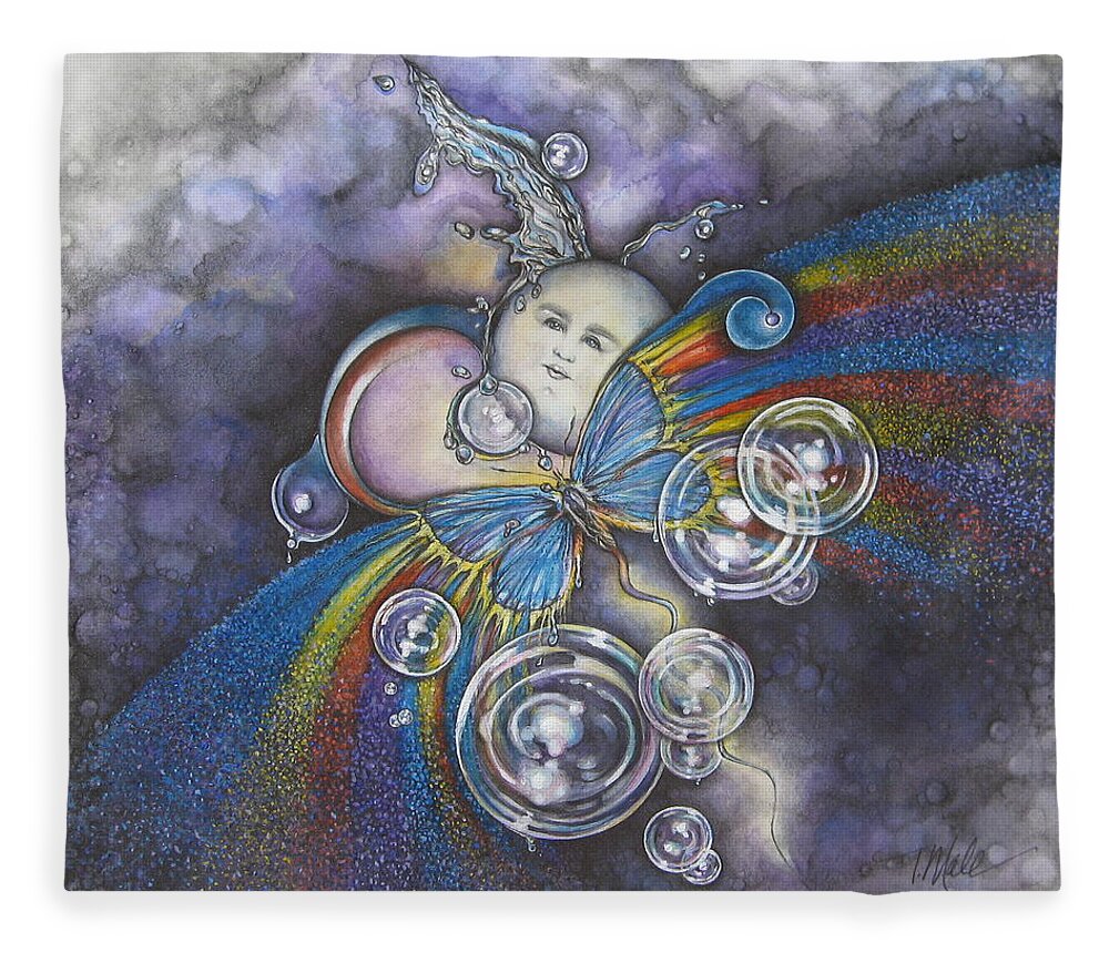 Mixed Media Fleece Blanket featuring the painting Into the Cosmos by Tracy Male