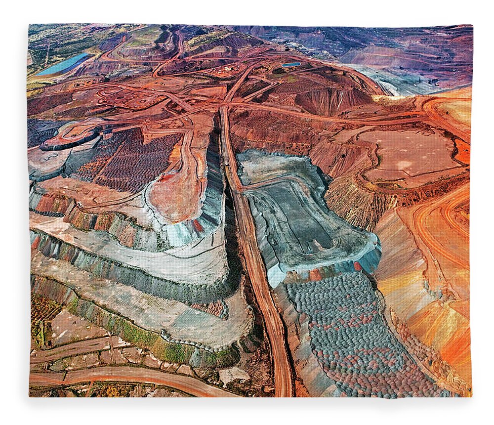 Mineral Fleece Blanket featuring the photograph Iron Ore Mine, Mount Whaleback #1 by John W Banagan