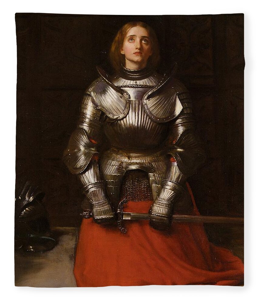 John Everett Millais Fleece Blanket featuring the painting Joan of Arc by John Everett Millais