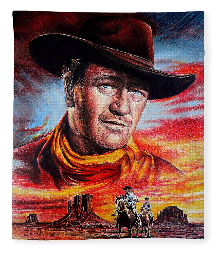 John Wayne Fleece Blanket featuring the painting Searching #1 by Andrew Read