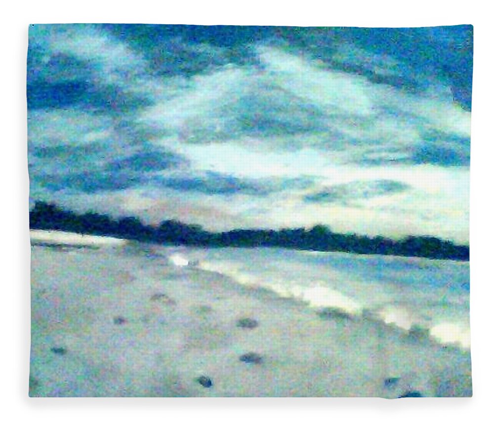 Florida Fleece Blanket featuring the painting Lido Beach Evening by Suzanne Berthier