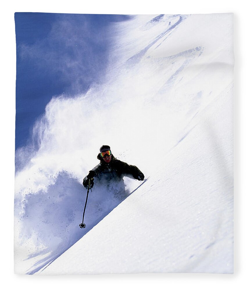 Action Fleece Blanket featuring the photograph Man Skiing In Colorado #1 by Scott Markewitz