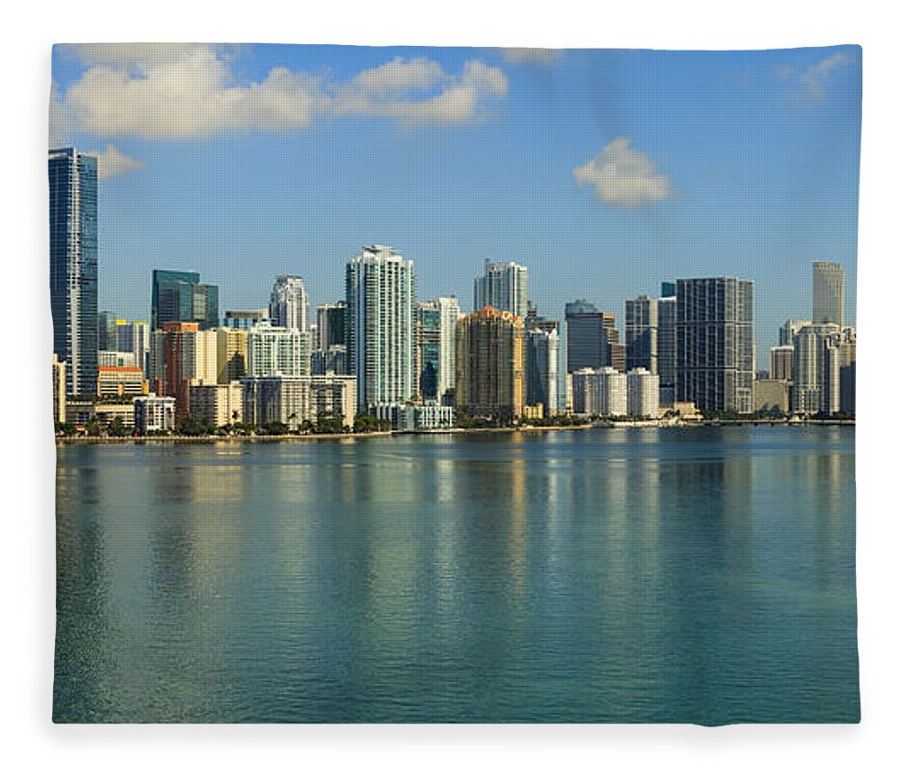 Architecture Fleece Blanket featuring the photograph Miami Brickell Skyline by Raul Rodriguez