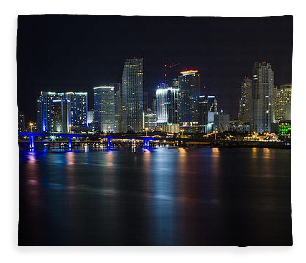 Architecture Fleece Blanket featuring the photograph Miami Downtown Skyline by Raul Rodriguez