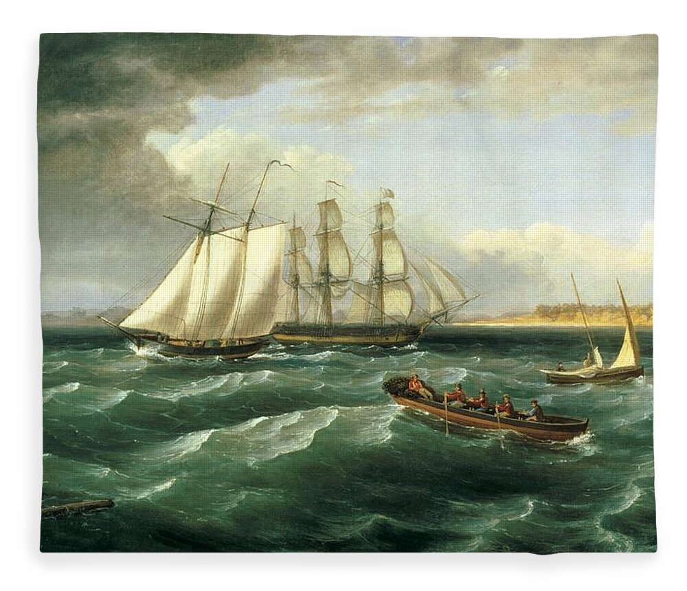 Mouth Of The Delaware Fleece Blanket featuring the painting Mouth of the Delaware by Thomas Birch