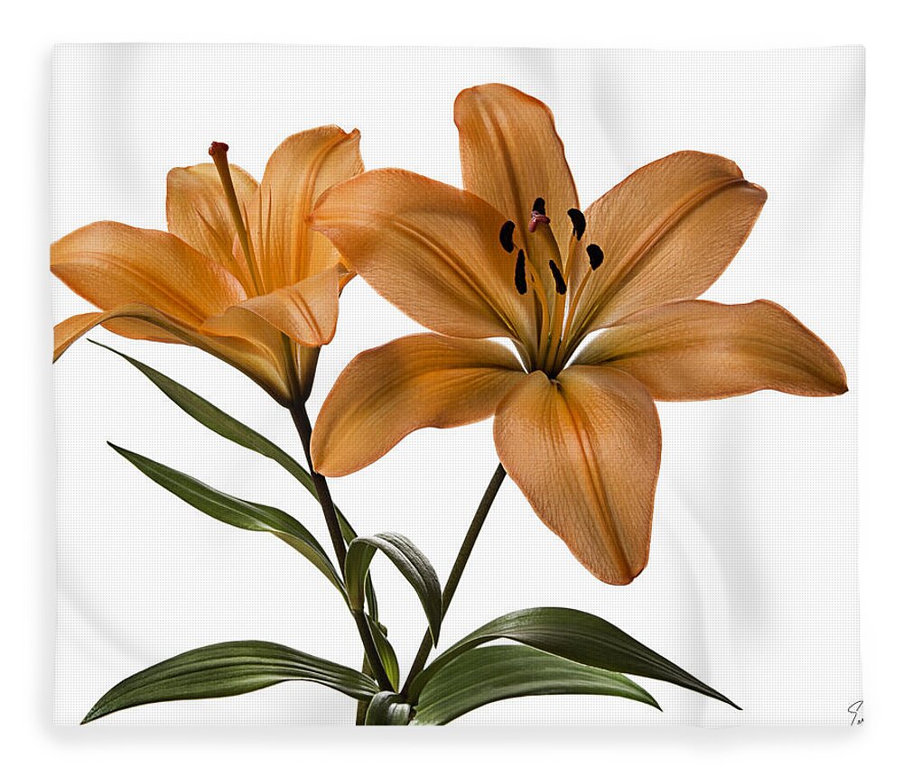 Flower Fleece Blanket featuring the photograph Orange Asiatic Lilies by Endre Balogh