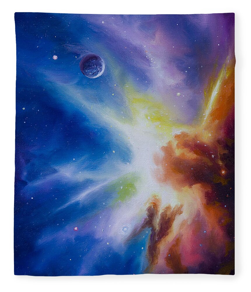 James Christopher Hill Fleece Blanket featuring the painting Origin Nebula by James Hill
