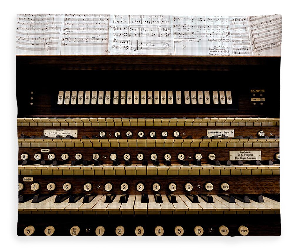 Photography Fleece Blanket featuring the photograph Pipe Organ Console, The Temple #1 by Panoramic Images