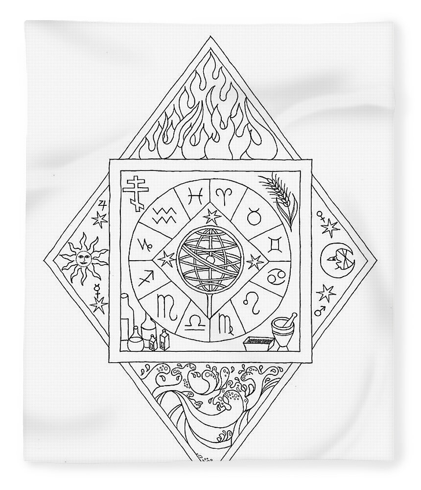 Prophecy Fleece Blanket featuring the drawing Prophecy #1 by Mary J Winters-Meyer