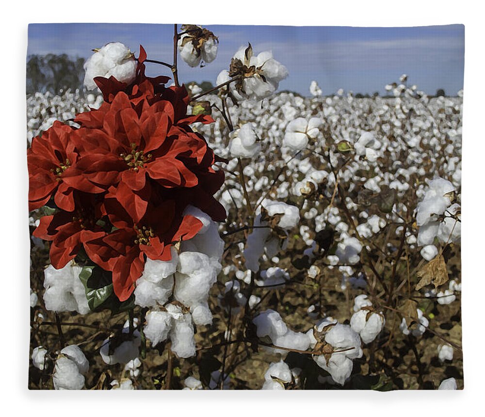 Christmas Fleece Blanket featuring the digital art Red in the Cotton #1 by Michael Thomas