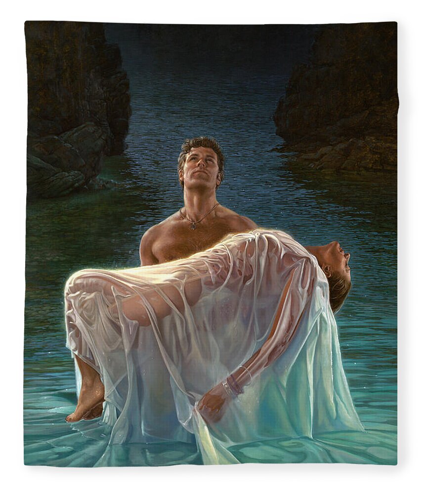 Blue Fleece Blanket featuring the painting Resurrection by Mia Tavonatti