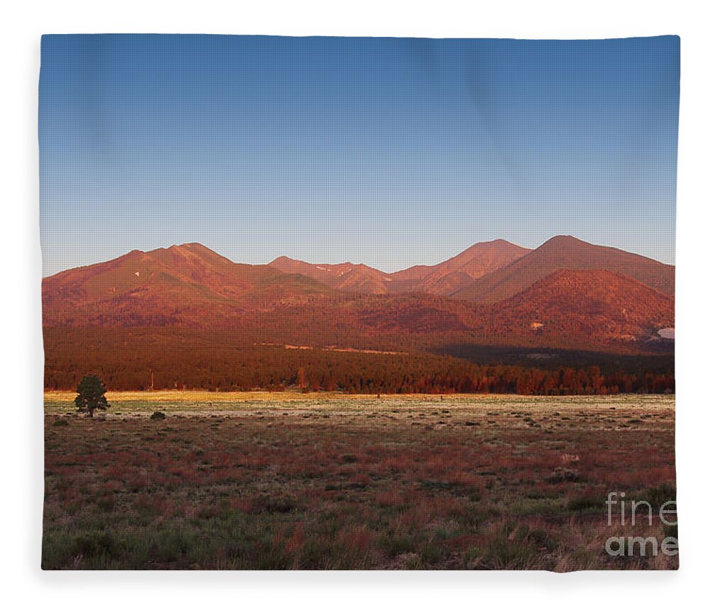 Rock Fleece Blanket featuring the photograph San Francisco Peaks Sunrise #1 by Jemmy Archer