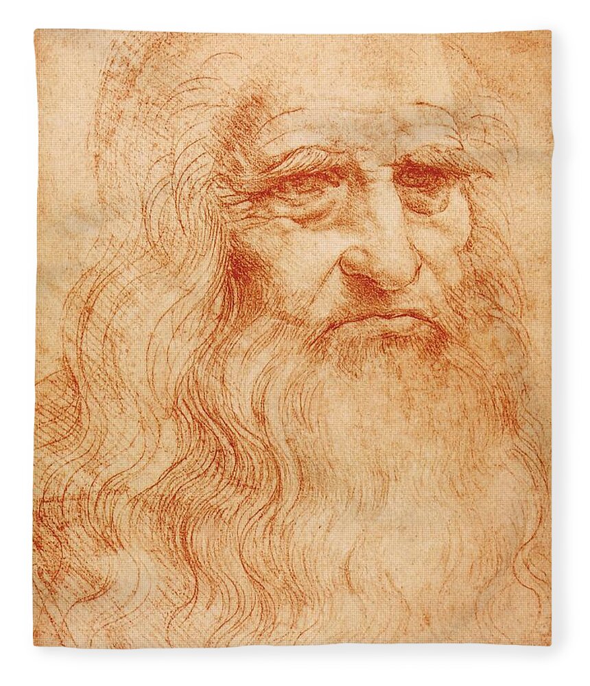 Turin Fleece Blanket featuring the painting Self Portrait by Leonardo da Vinci