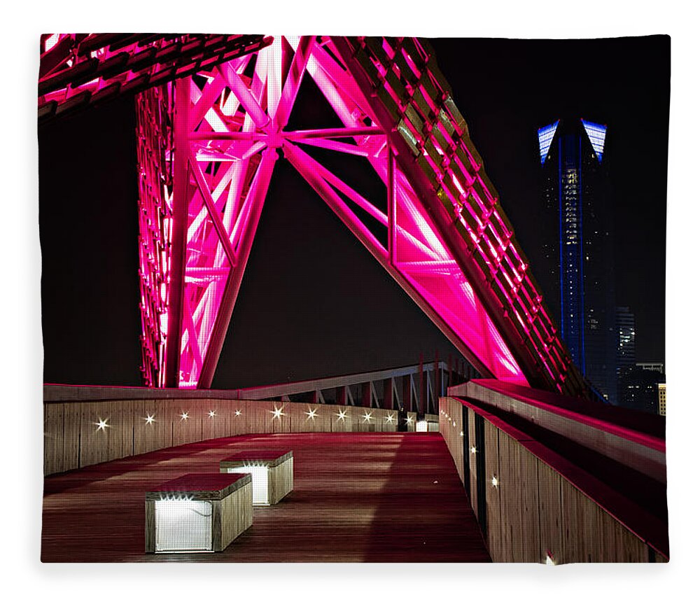 I-40 Fleece Blanket featuring the photograph Skydance Walkway #1 by Lana Trussell