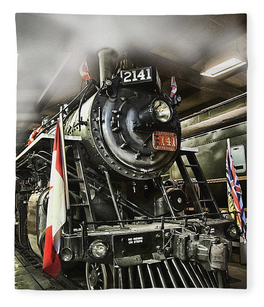 Steam Fleece Blanket featuring the photograph Steam Locomotive 2141 #1 by Theresa Tahara