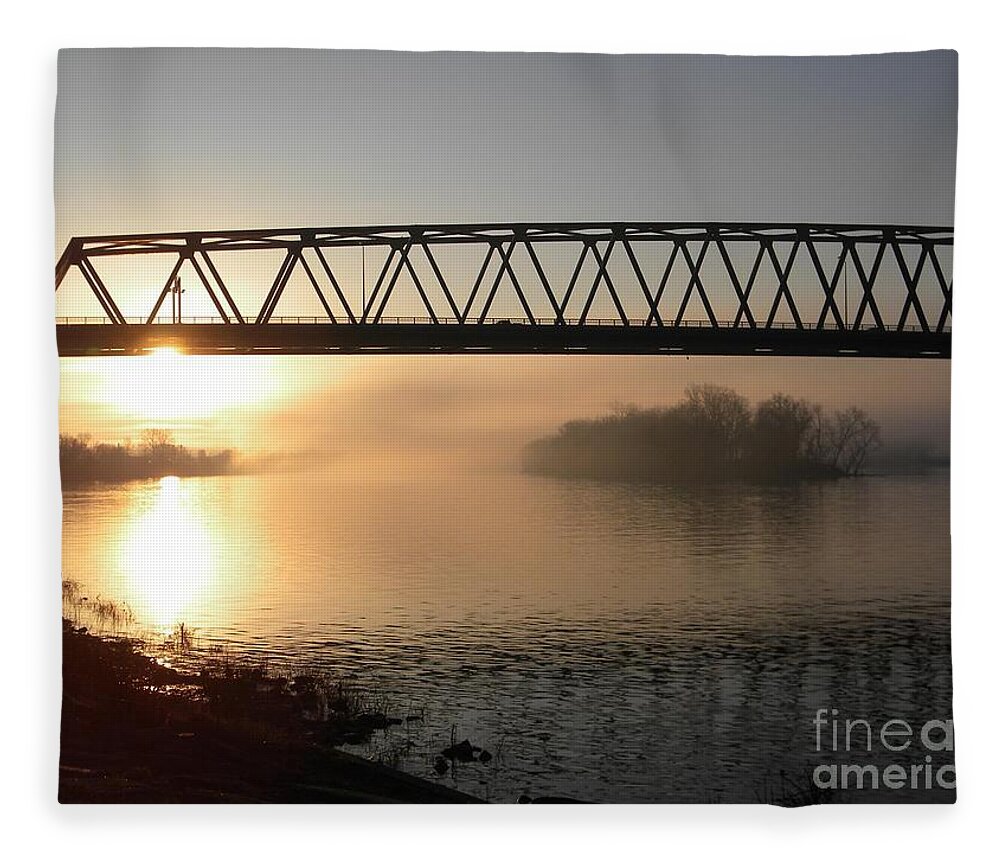Postcard Fleece Blanket featuring the digital art Sunrise Over The Ohio by Matthew Seufer