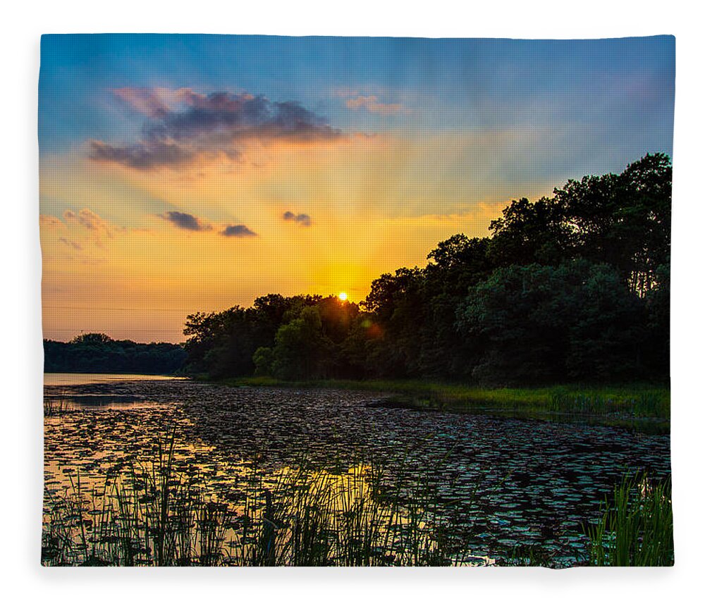Grant Fleece Blanket featuring the photograph Sunset on Lake Masterman by Adam Mateo Fierro