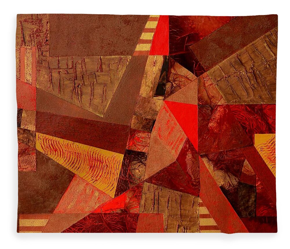 Red Fleece Blanket featuring the painting Teamwork by Linda Bailey