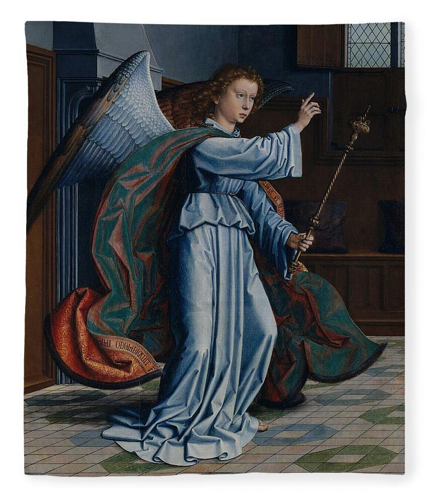 Gerard David Fleece Blanket featuring the painting The Annunciation #6 by Gerard David