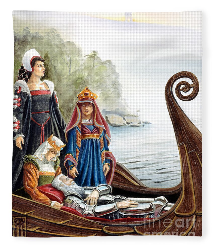 Avalon Fleece Blanket featuring the painting The Isle of Avalon by Melissa A Benson