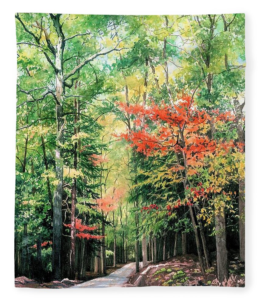 Watercolor Trees Fleece Blanket featuring the painting The Promise of Change by Barbara Jewell