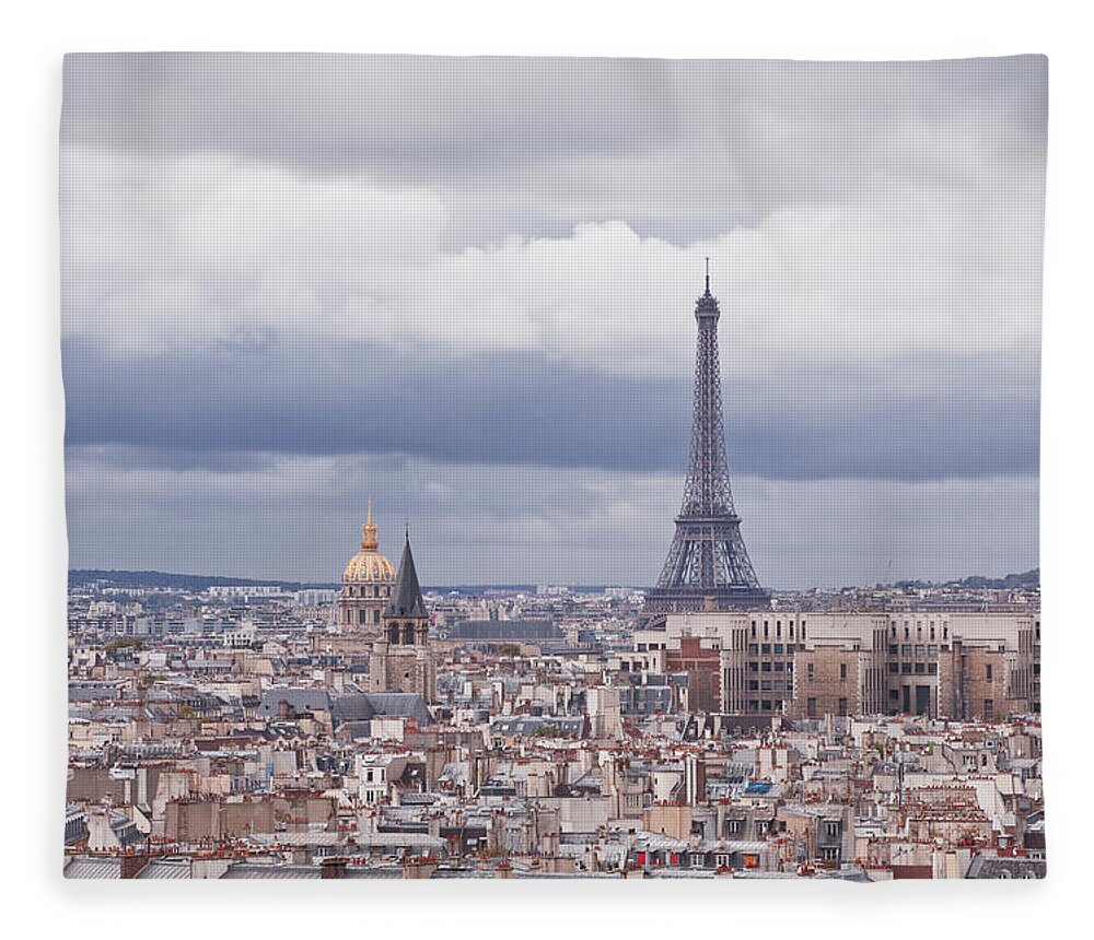 Tranquility Fleece Blanket featuring the photograph The Rooftops Of Paris From Notre Dame #1 by Julian Elliott Photography