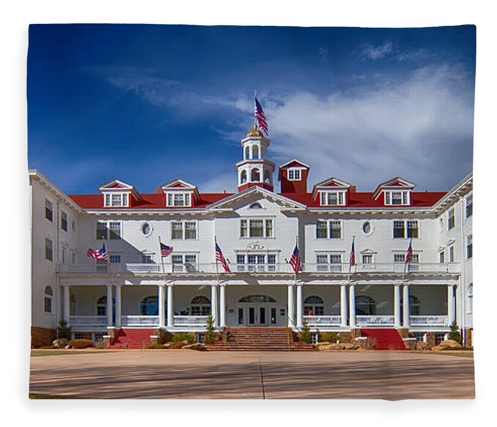 Stanley Hotel Fleece Blanket featuring the photograph The Stanley Hotel Panorama by James BO Insogna