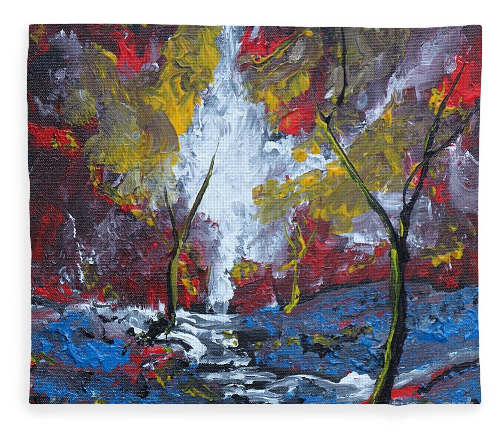 Landscape Fleece Blanket featuring the painting The Stream Of Light #1 by Stefan Duncan