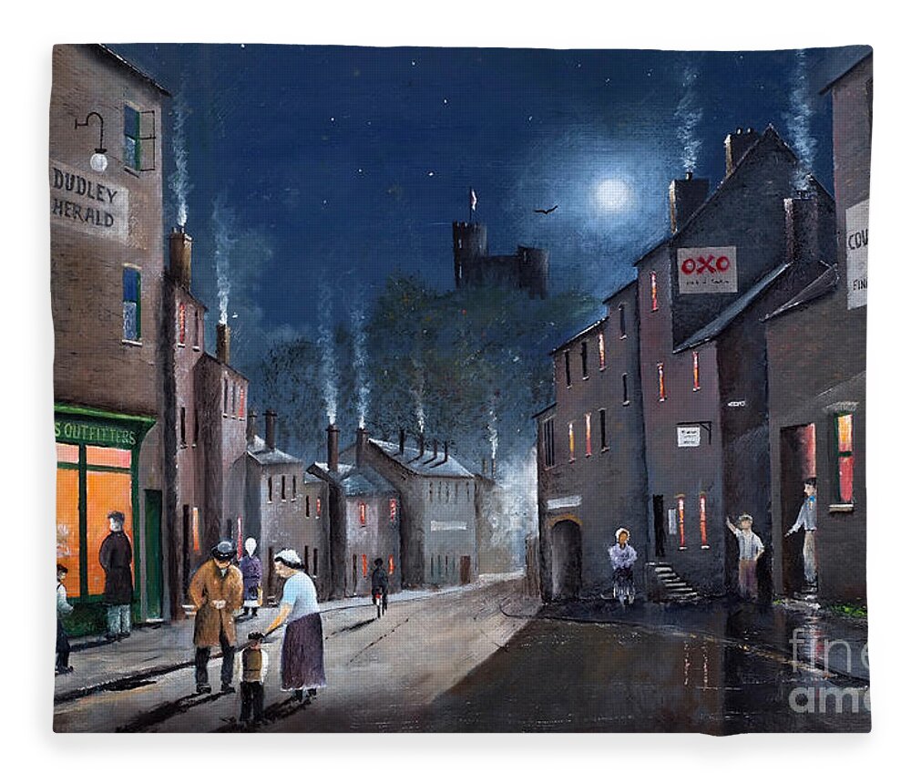 England Fleece Blanket featuring the painting Tower Street Dudley - England by Ken Wood