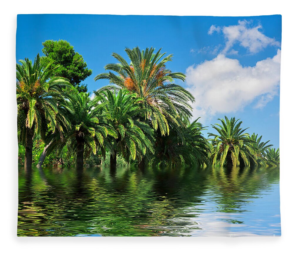 Jungle Fleece Blanket featuring the photograph Tropical exotic jungle and water #1 by Michal Bednarek