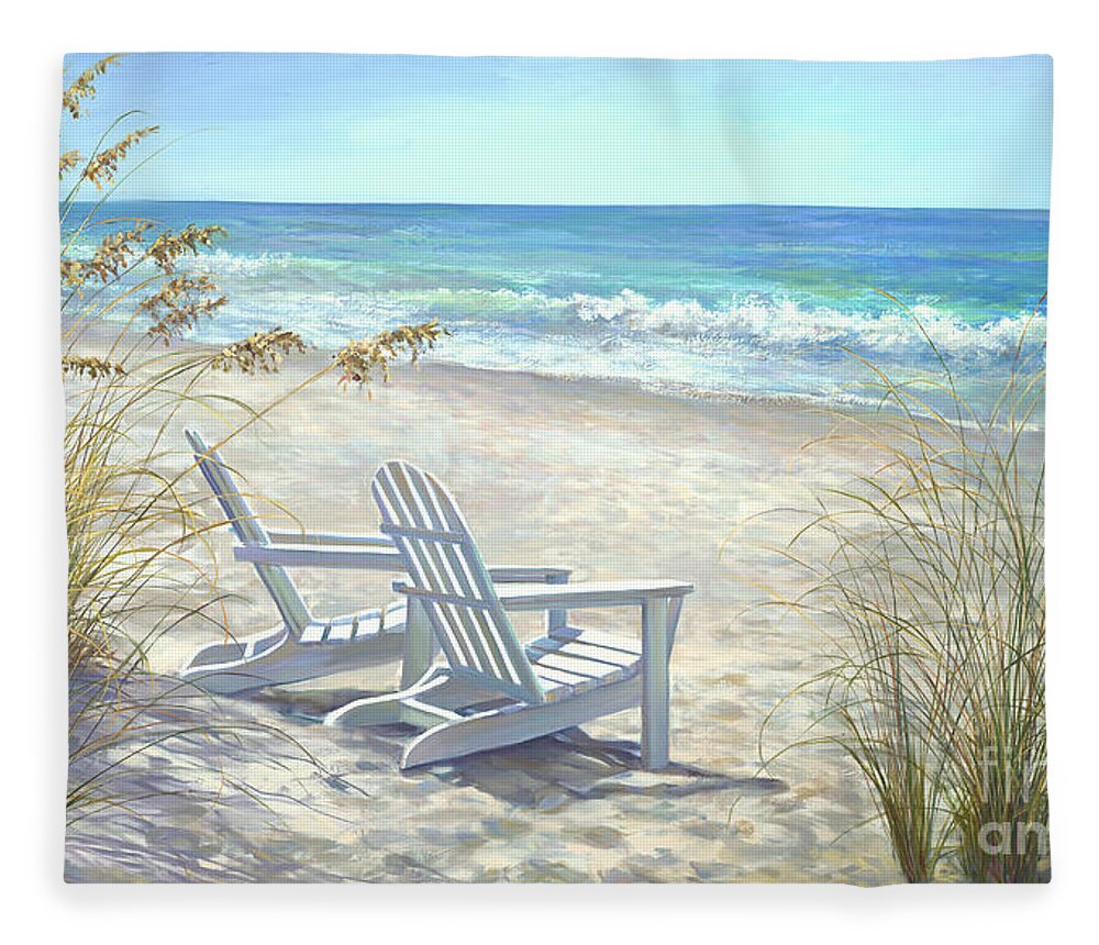 Beaches Fleece Blanket featuring the painting View for two. by Laurie Snow Hein