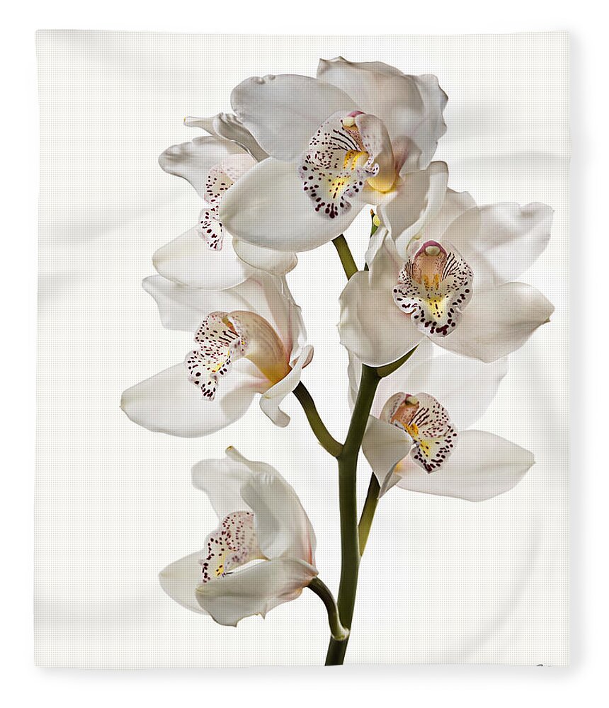 Flower Fleece Blanket featuring the photograph White Orchids by Endre Balogh