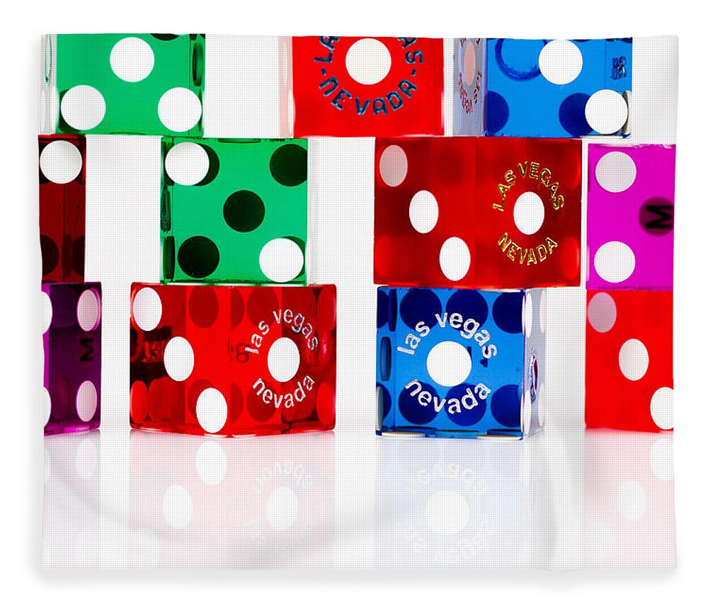 Las Vegas Fleece Blanket featuring the photograph Colorful Dice by Raul Rodriguez