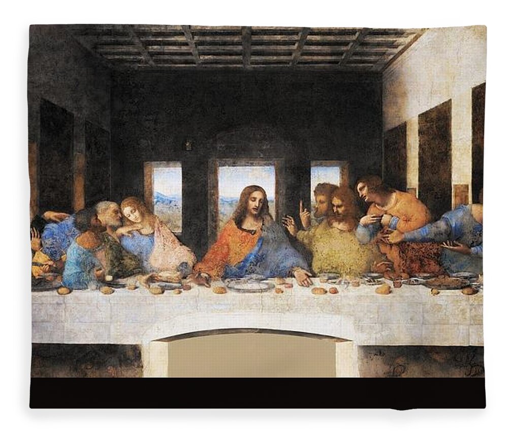 Leonardo Da Vinci Fleece Blanket featuring the painting The Last Supper by Leonardo da Vinci