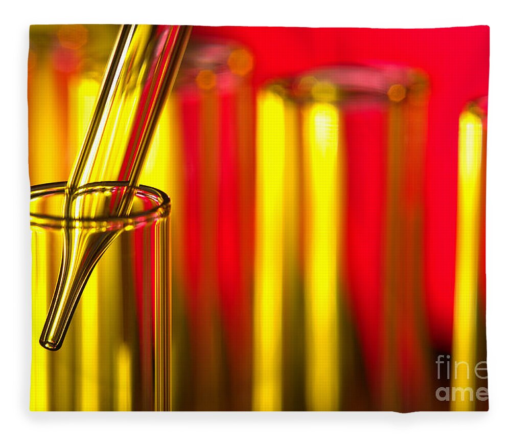Test Fleece Blanket featuring the photograph Laboratory Test Tubes in Science Research Lab #11 by Science Research Lab