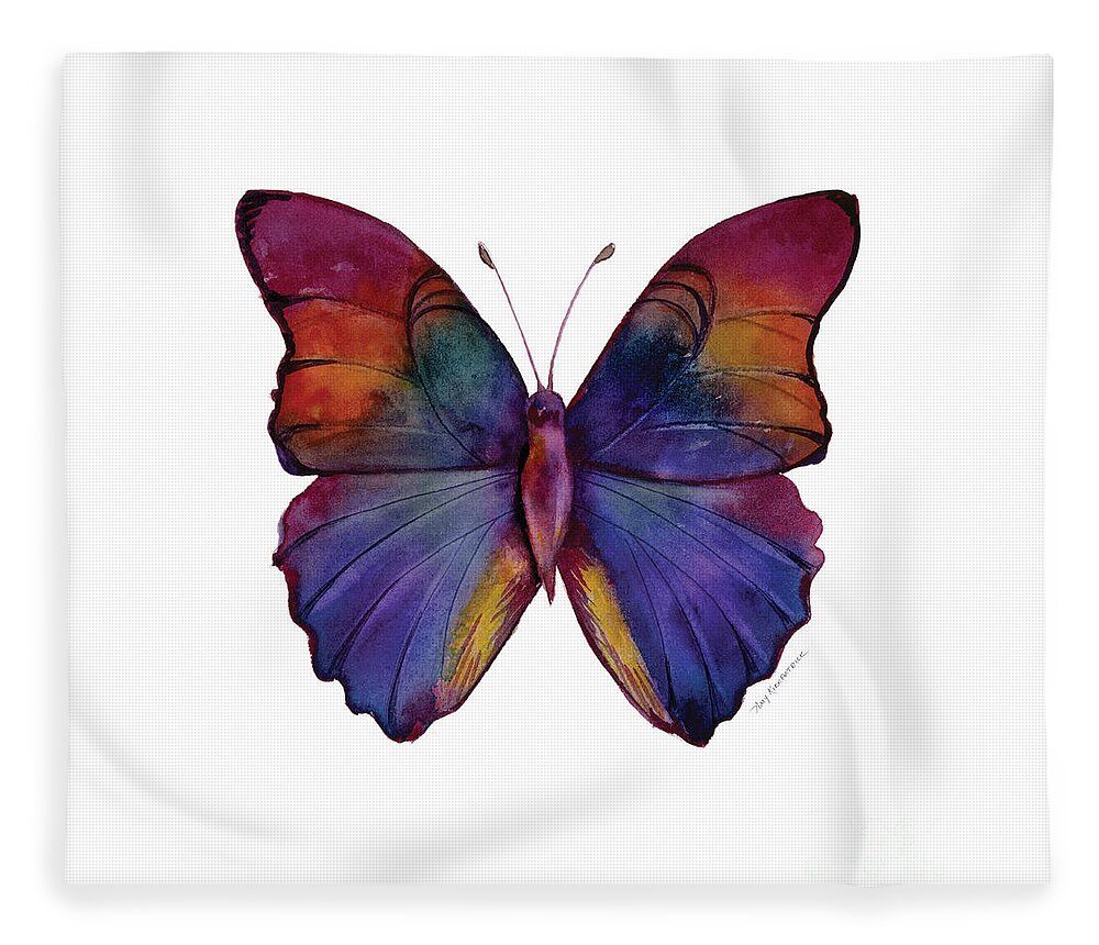 Red Fleece Blanket featuring the painting 13 Narcissus Butterfly by Amy Kirkpatrick