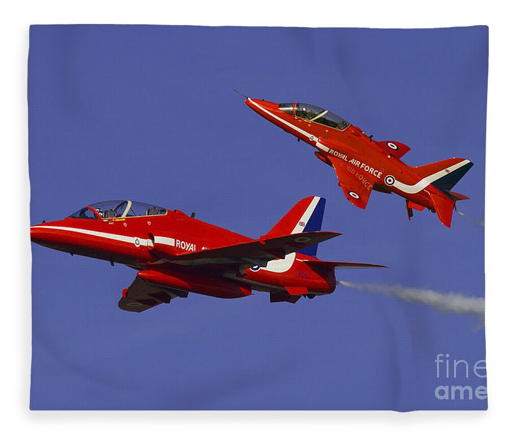 The Red Arrows Fleece Blanket featuring the digital art Red Arrows by Airpower Art