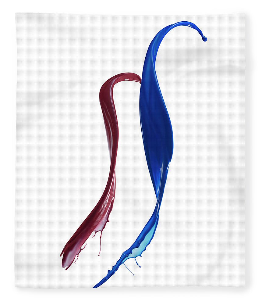 White Background Fleece Blanket featuring the photograph Splashing Of The Color Paint #15 by Level1studio