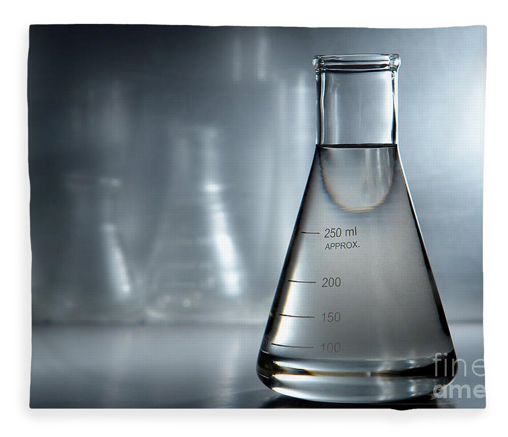 Flask Fleece Blanket featuring the photograph Laboratory Equipment in Science Research Lab #16 by Science Research Lab