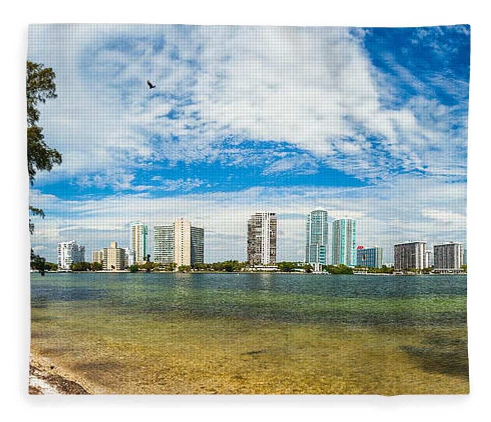 Architecture Fleece Blanket featuring the photograph Miami Skyline by Raul Rodriguez