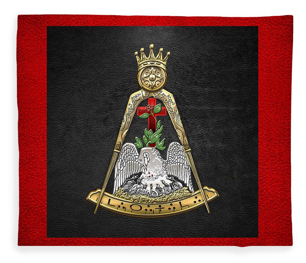 'ancient Brotherhoods' Collection By Serge Averbukh Fleece Blanket featuring the digital art 18th Degree Mason - Knight Rose Croix Masonic Jewel by Serge Averbukh